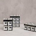 Orsina Davino Small Square Trinket Box – Black & White Resin Jewelry Case