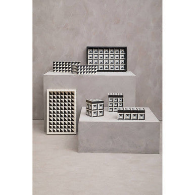 Orsina Davino Small Square Trinket Box – Black & White Resin Jewelry Case