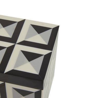 Orsina Davino Small Square Trinket Box – Black & White Resin Jewelry Case