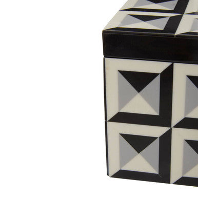 Orsina Davino Small Square Trinket Box – Black & White Resin Jewelry Case