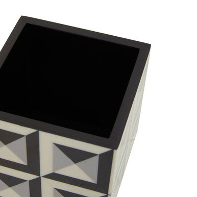 Orsina Davino Small Square Trinket Box – Black & White Resin Jewelry Case