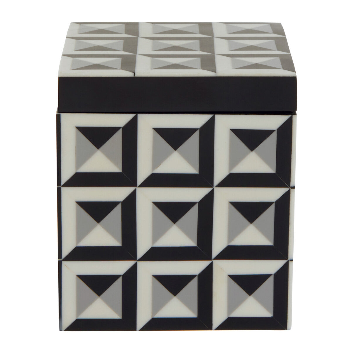Orsina Davino Large Square Trinket Box – Black & White Resin Storage