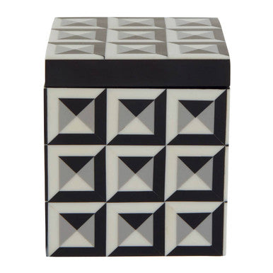 Orsina Davino Large Square Trinket Box – Black & White Resin Storage