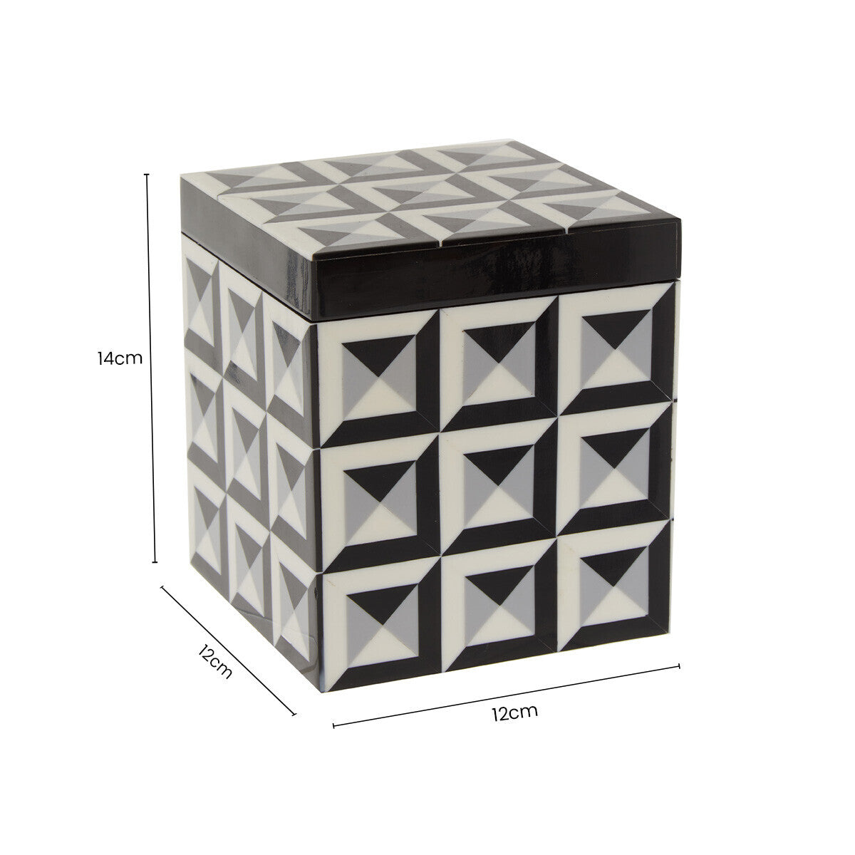 Orsina Davino Large Square Trinket Box – Black & White Resin Storage