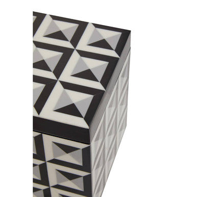 Orsina Davino Large Square Trinket Box – Black & White Resin Storage
