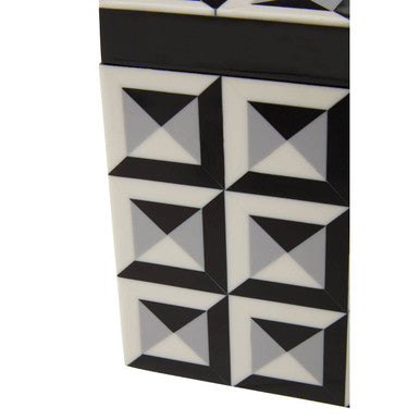 Orsina Davino Large Square Trinket Box – Black & White Resin Storage