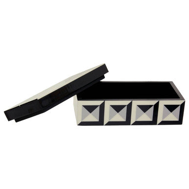 Orsina Davino Rectangular Trinket Box – Monochrome Resin Keepsake Box
