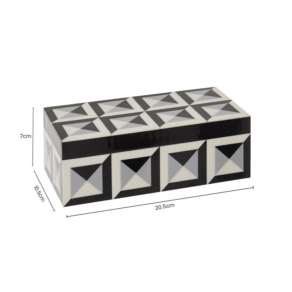 Orsina Davino Rectangular Trinket Box – Monochrome Resin Keepsake Box