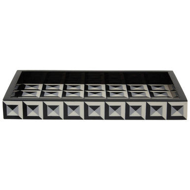 Orsina Davino Rectangular Tray – Black and White Resin Decorative Tray