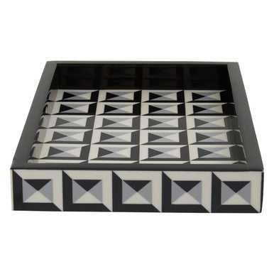 Orsina Davino Rectangular Tray – Black and White Resin Decorative Tray
