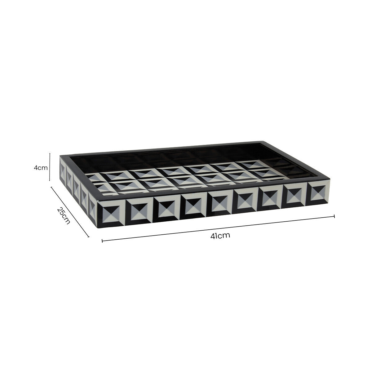 Orsina Davino Rectangular Tray – Black and White Resin Decorative Tray