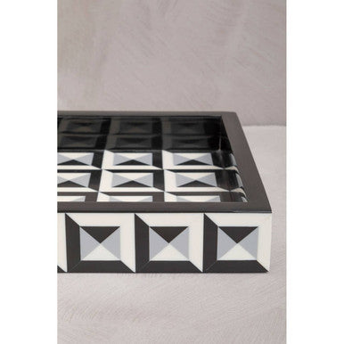 Orsina Davino Rectangular Tray – Black and White Resin Decorative Tray