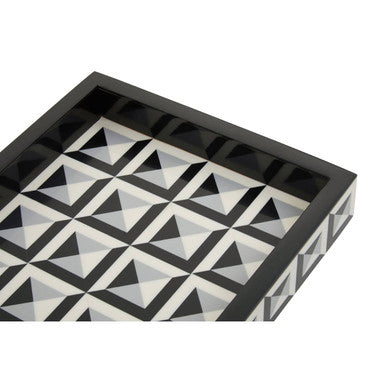 Orsina Davino Rectangular Tray – Black and White Resin Decorative Tray