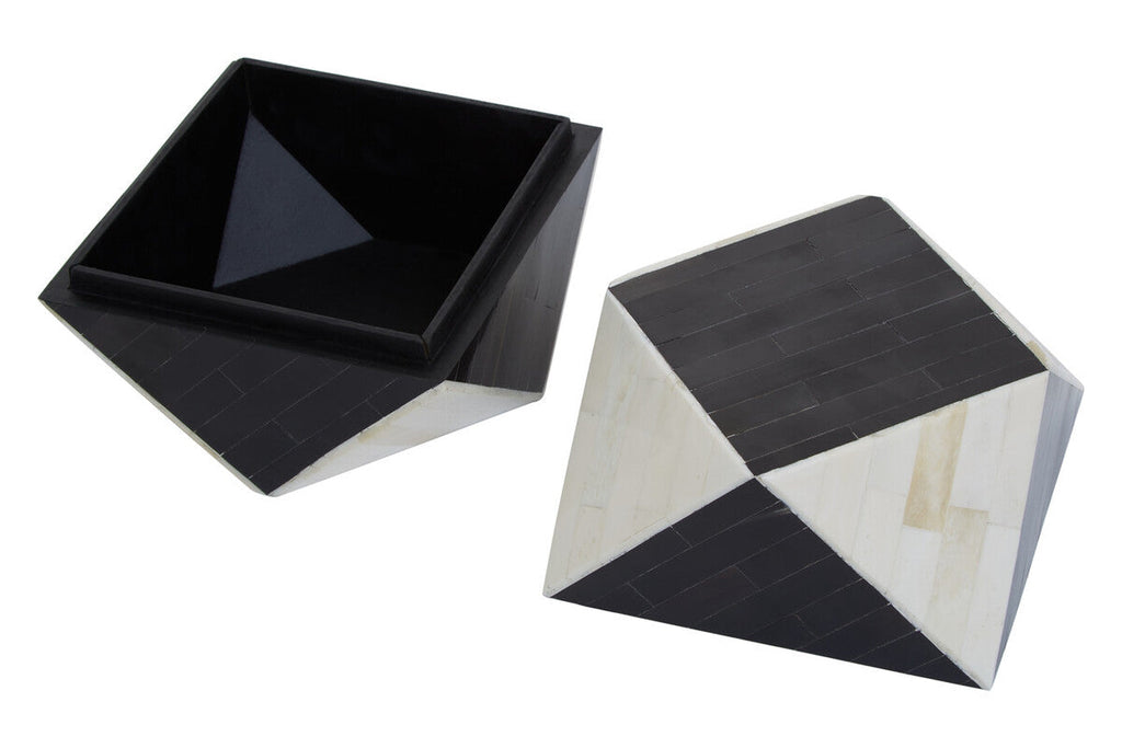 Orsina Donato Black and White Horn and Bone Small Trinket Box