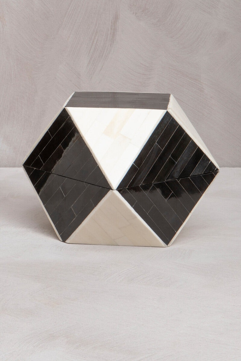 Orsina Donato Black and White Horn and Bone Small Trinket Box