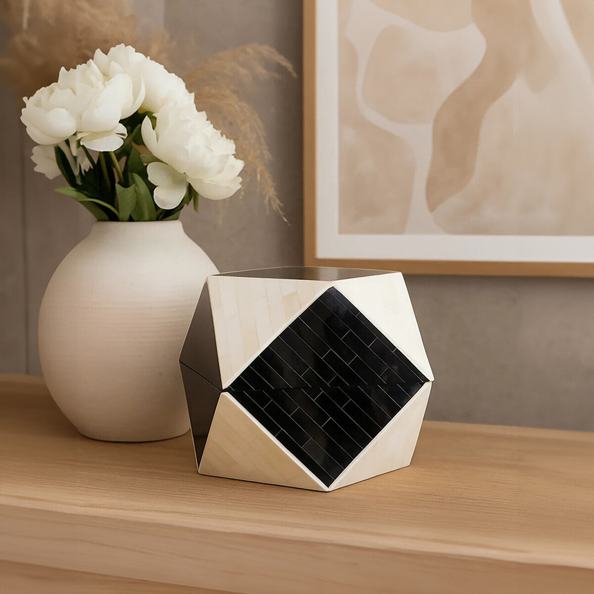 Orsina Donato Large Trinket Box – Black and White Bone Inlay Organizer