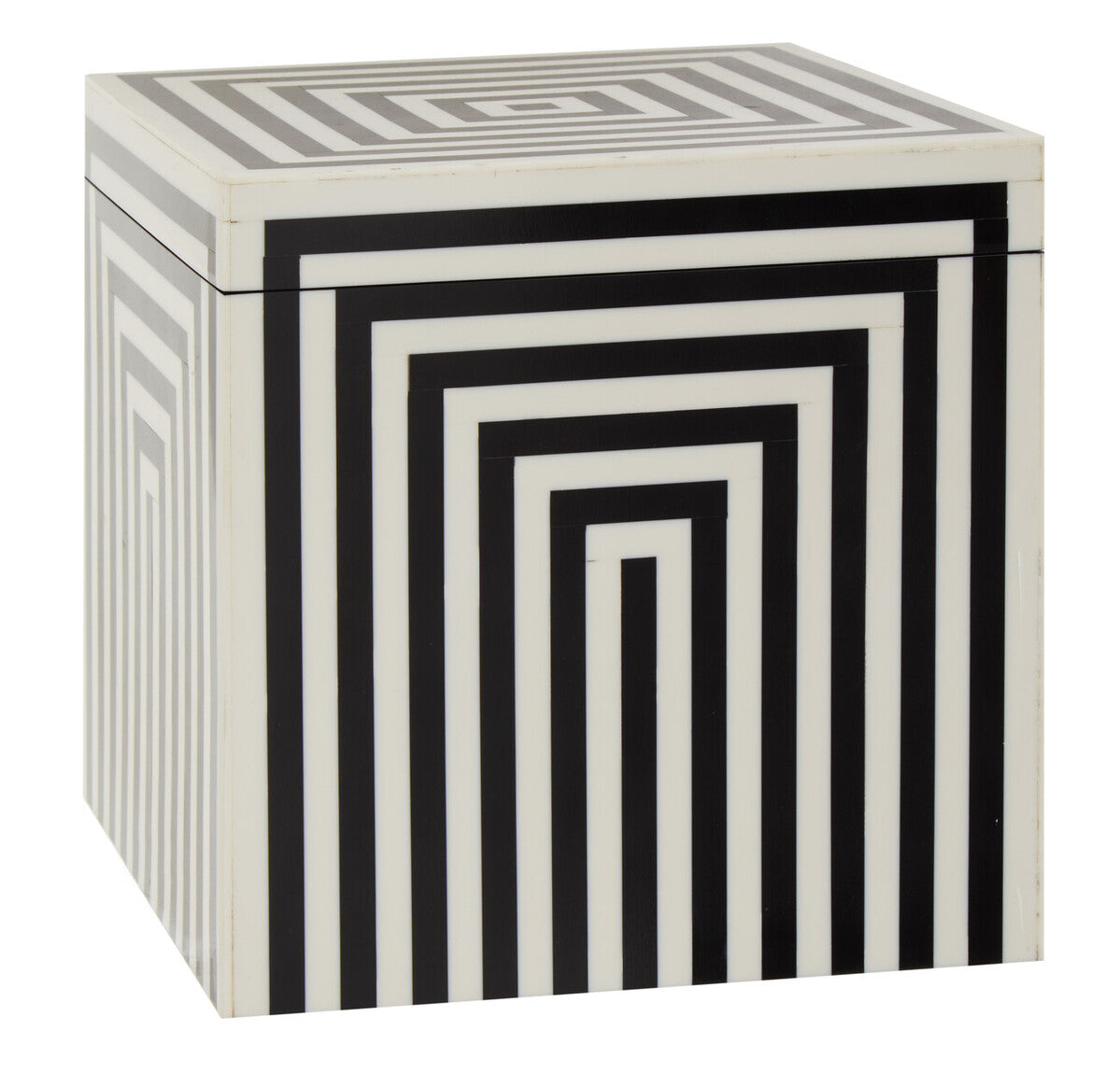 Orsina Donato Large Square Trinket Box – Black and White Striped Resin