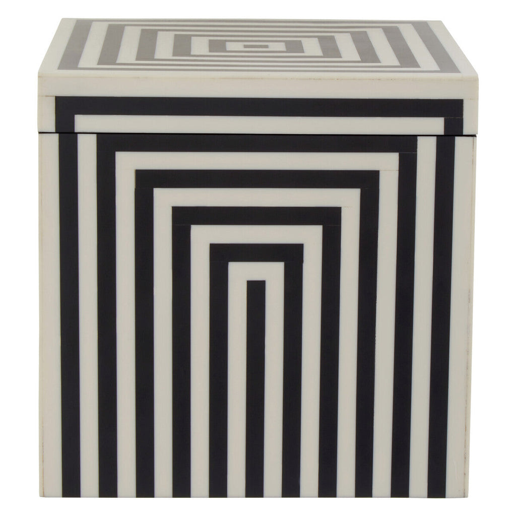 Orsina Donato Large Square Trinket Box – Black and White Striped Resin