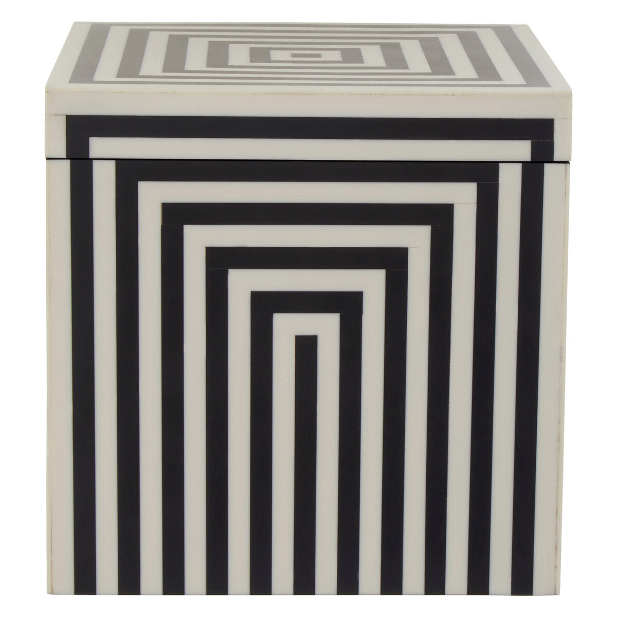 Orsina Donato Large Square Trinket Box – Black and White Striped Resin