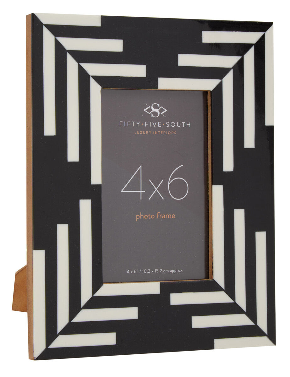 Orsina Donato 4x6 Photo Frame – Black and White Striped Resin
