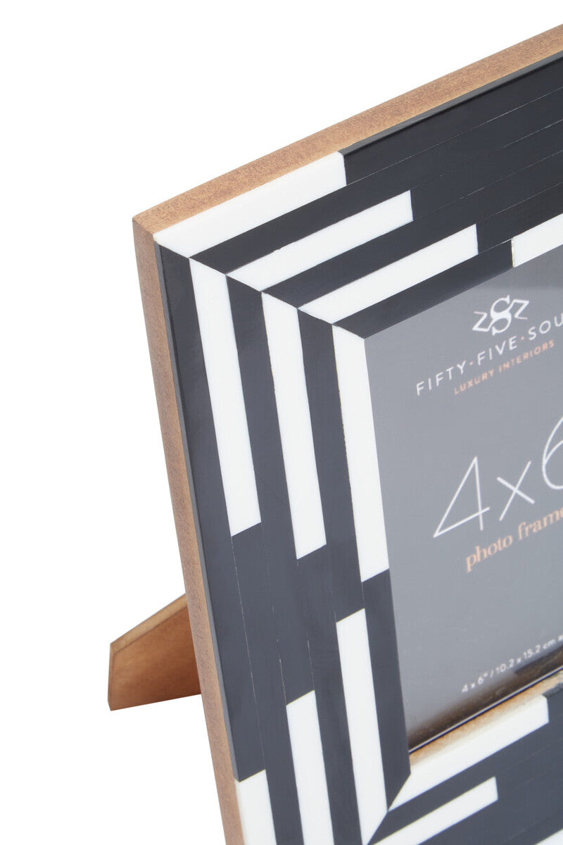 Orsina Donato 4x6 Photo Frame – Black and White Striped Resin