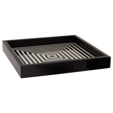 Orsina Donato Modern Square Decorative Tray | Black and White Finish
