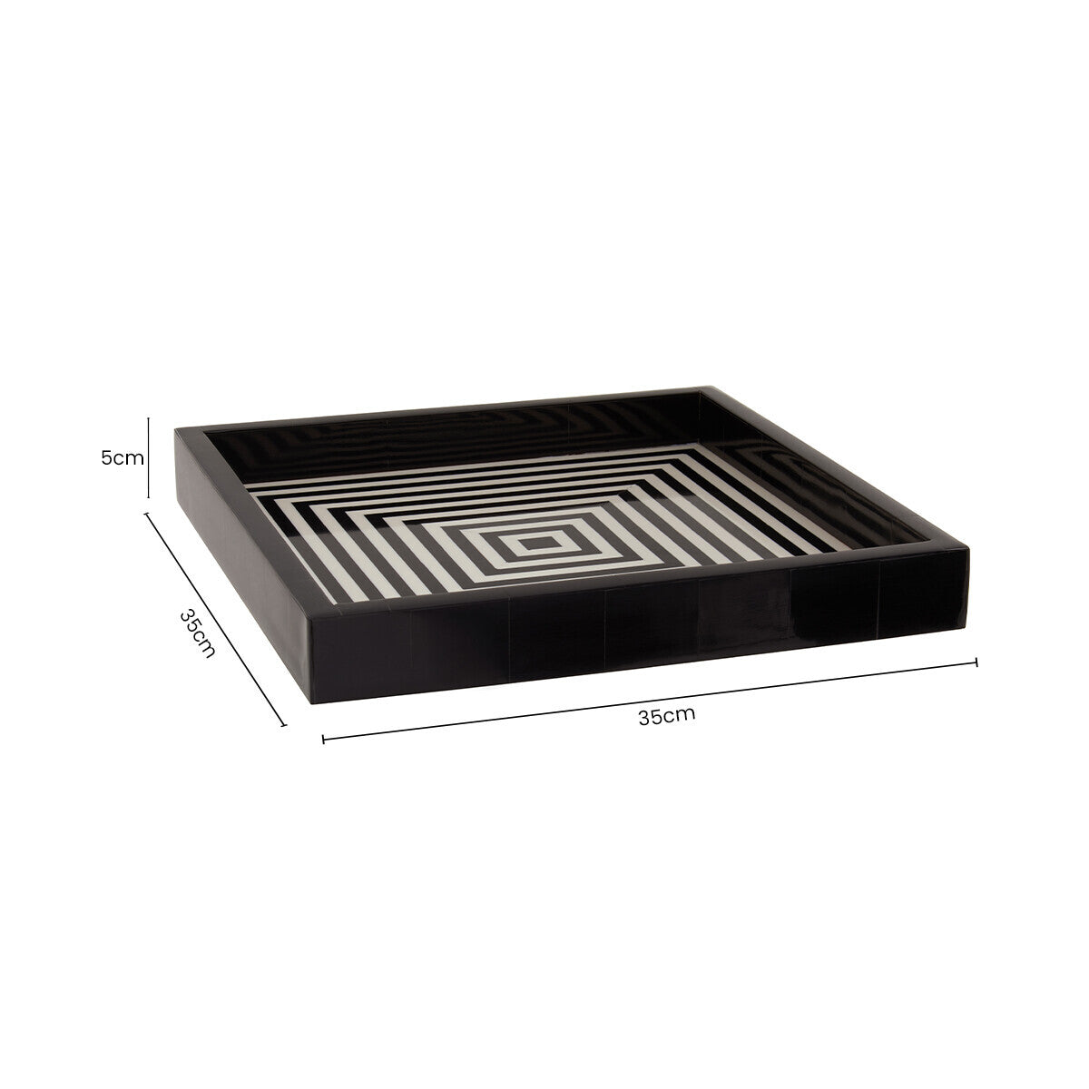 Orsina Donato Modern Square Decorative Tray | Black and White Finish