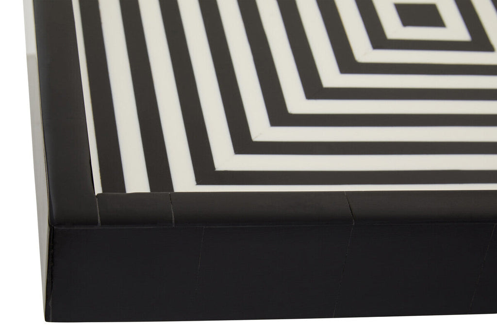 Orsina Donato Modern Square Decorative Tray | Black and White Finish