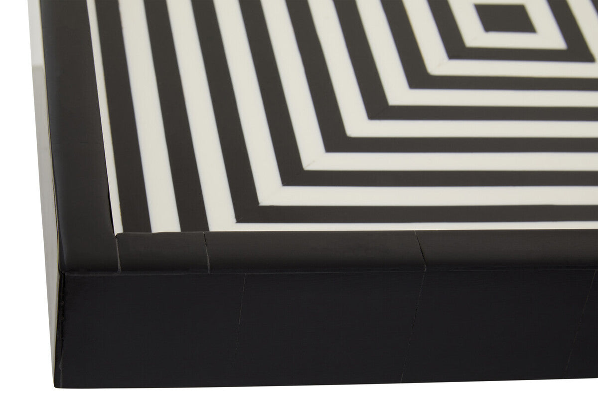 Orsina Donato Modern Square Decorative Tray | Black and White Finish