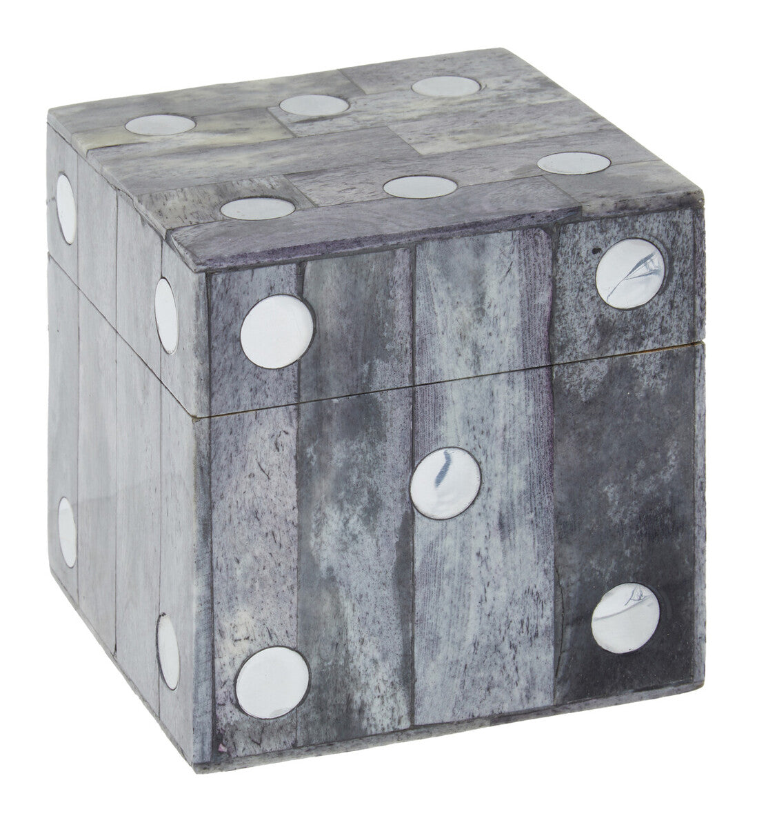 Orsina Grey Bone Dice Box with 5 Black Dice – Tabletop Storage Case