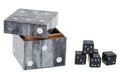 Orsina Grey Bone Dice Box with 5 Black Dice – Tabletop Storage Case