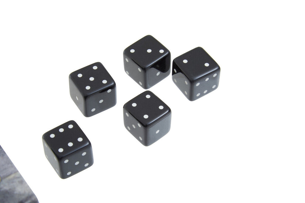 Orsina Grey Bone Dice Box with 5 Black Dice – Tabletop Storage Case