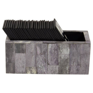 Orsina Grey Bone Domino Set | Modern Black Dominoes Game Decor