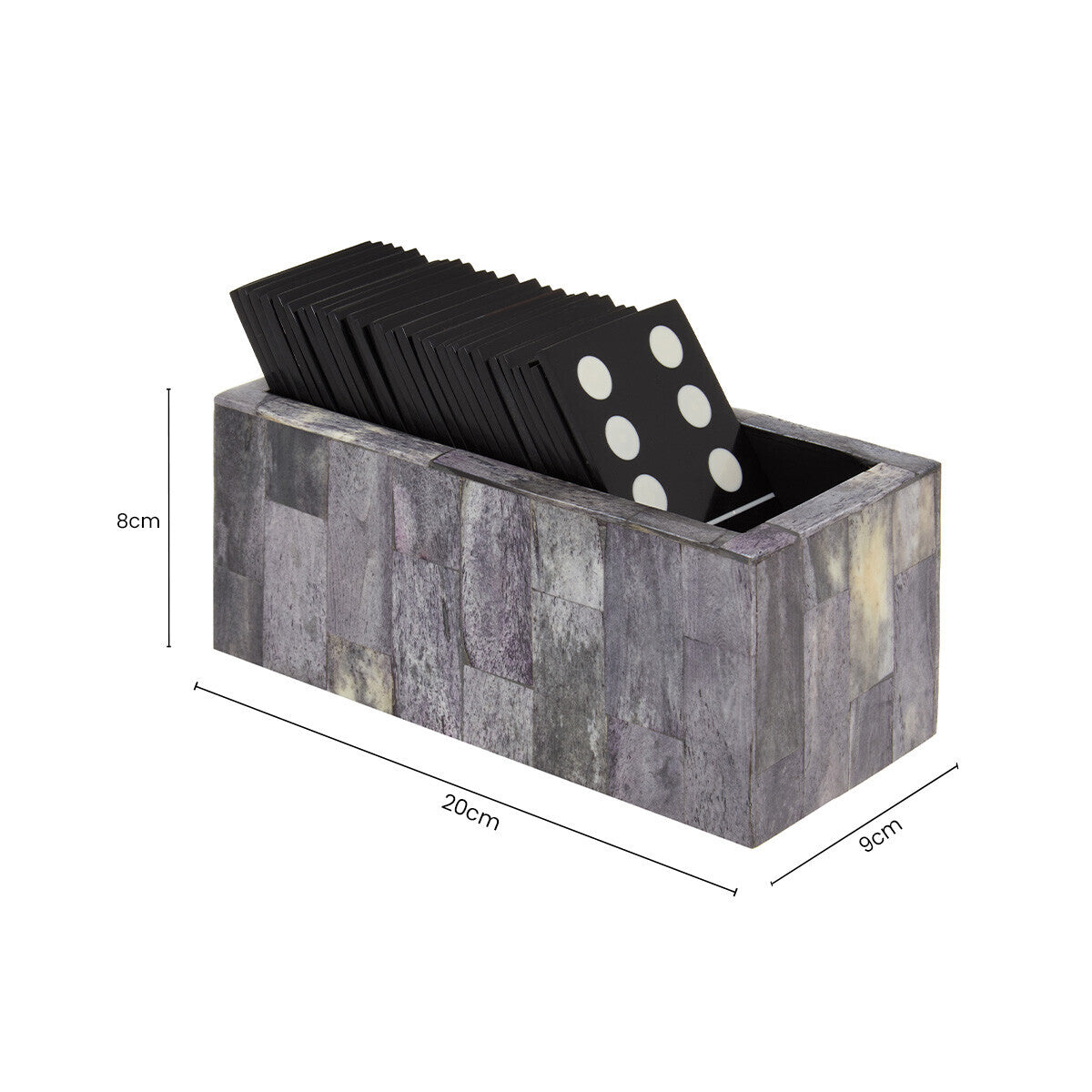 Orsina Grey Bone Domino Set | Modern Black Dominoes Game Decor