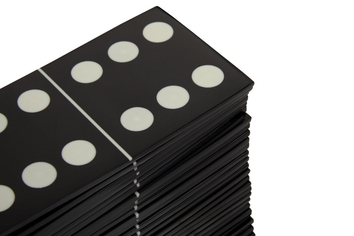 Orsina Grey Bone Domino Set | Modern Black Dominoes Game Decor