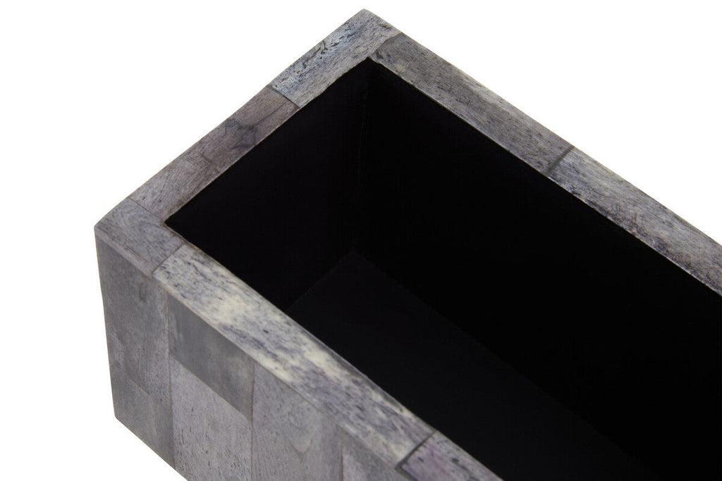 Orsina Grey Bone Domino Set | Modern Black Dominoes Game Decor