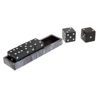 Orsina Grey Bone Dice Set with Black Dice – Modern Tabletop Decor