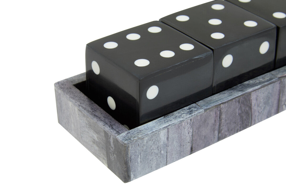 Orsina Grey Bone Dice Set with Black Dice – Modern Tabletop Decor