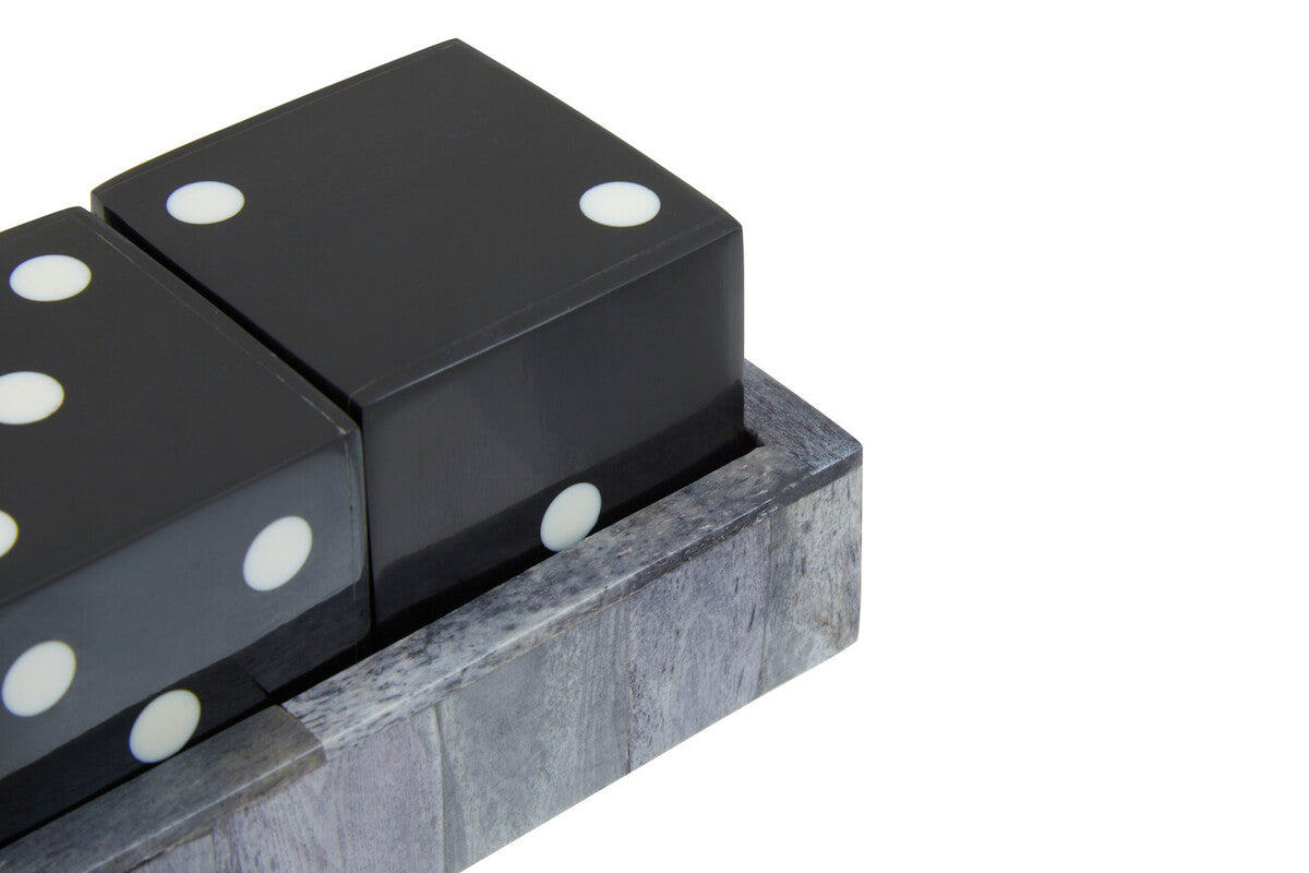 Orsina Grey Bone Dice Set with Black Dice – Modern Tabletop Decor