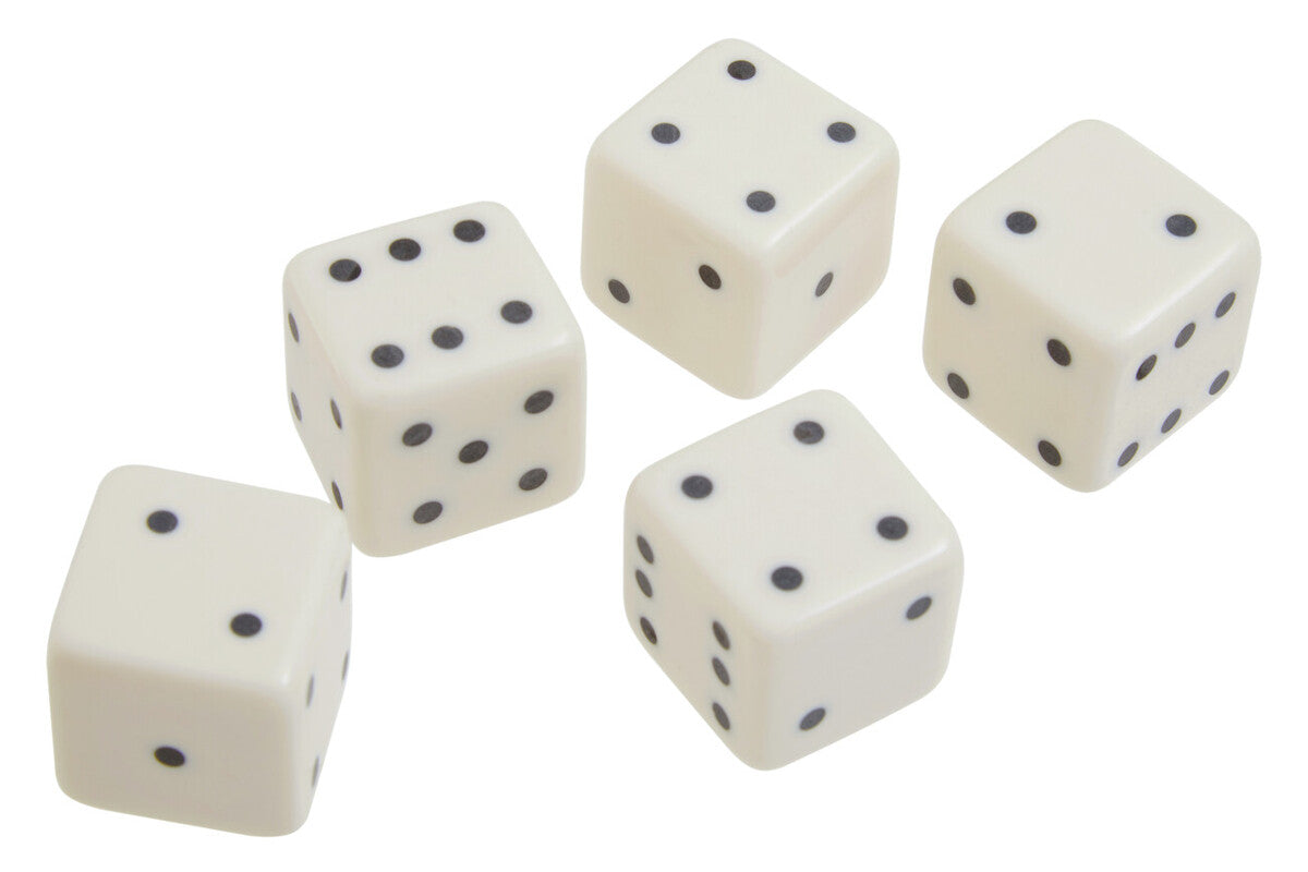 Orsina White and Gold Dice Box with 5 Dice – Minimalist Tabletop Decor