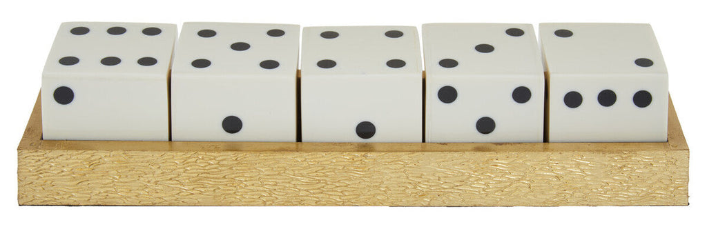 Orsina Churchill Games Gold Dice Set with 5 White Dice - Luxury Decor