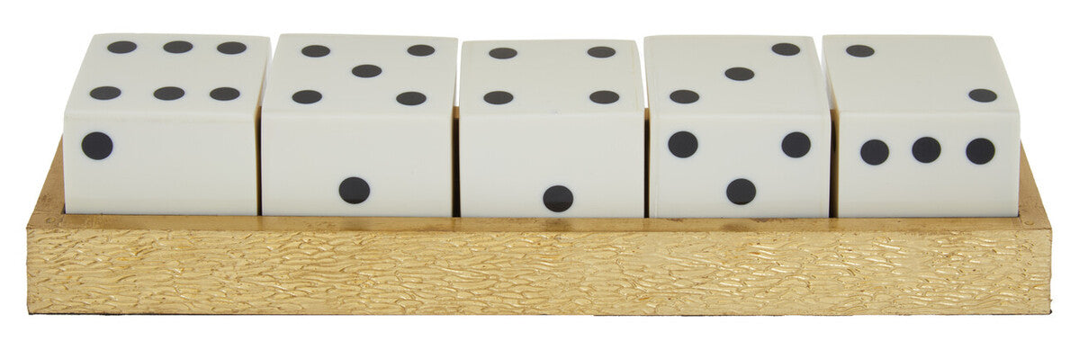 Orsina Churchill Games Gold Dice Set with 5 White Dice - Luxury Decor