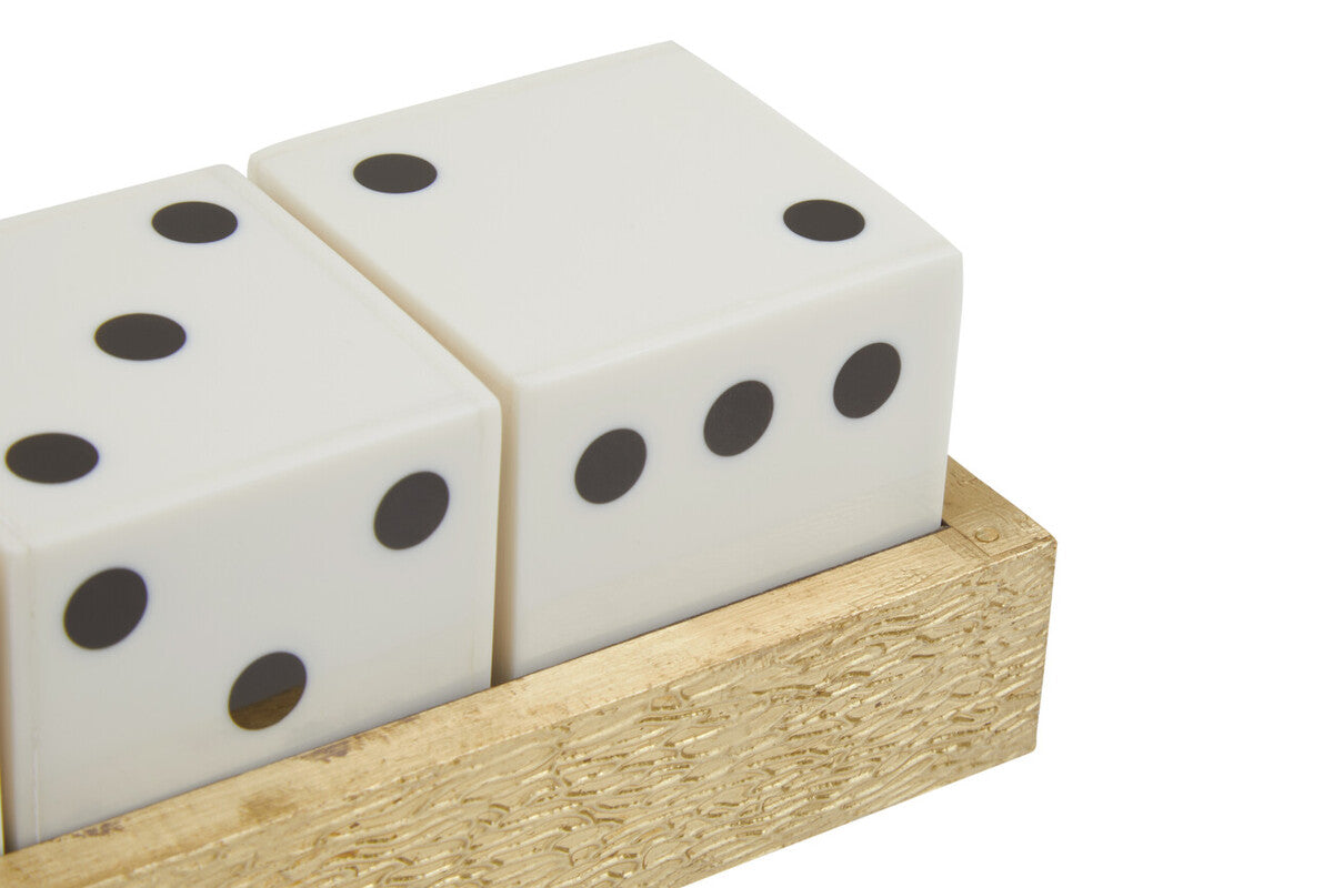 Orsina Churchill Games Gold Dice Set with 5 White Dice - Luxury Decor