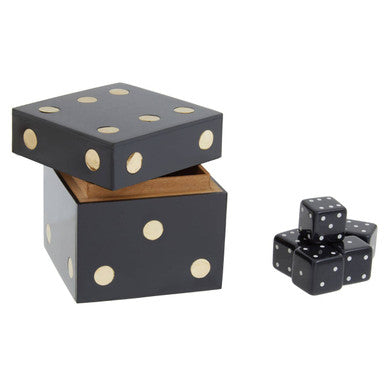 Orsina Churchill Games Black and Gold Dice Box with 5 Black Dice