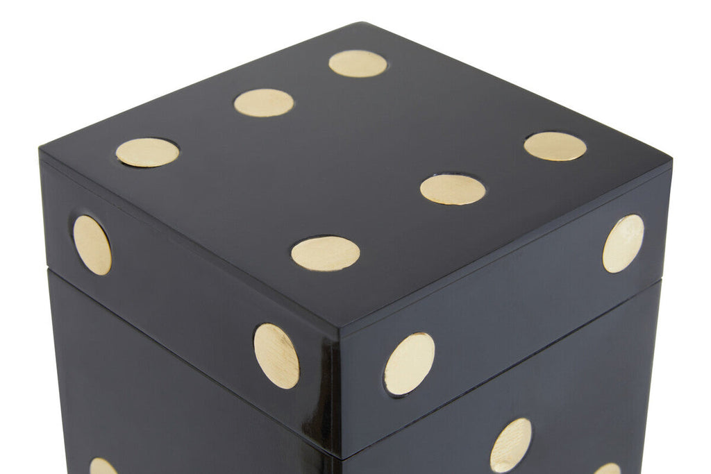 Orsina Churchill Games Black and Gold Dice Box with 5 Black Dice