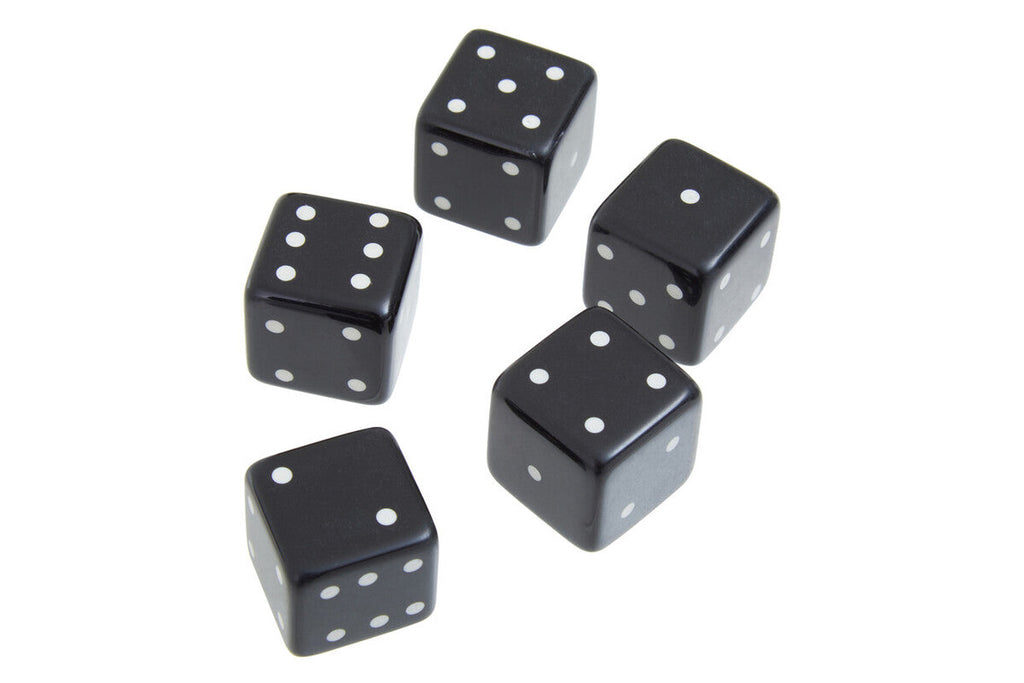 Orsina Churchill Games Black and Gold Dice Box with 5 Black Dice
