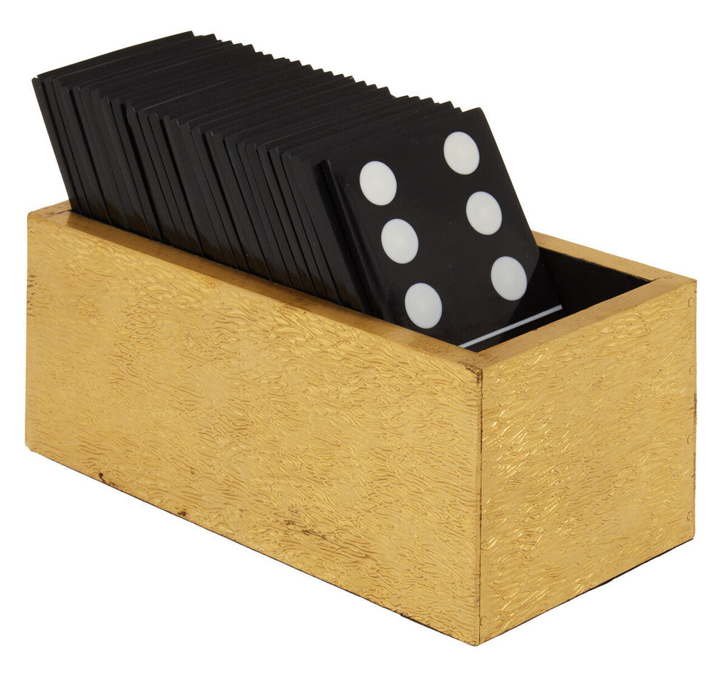 Orsina Churchill Games Gold Domino Set with Black Resin Tiles