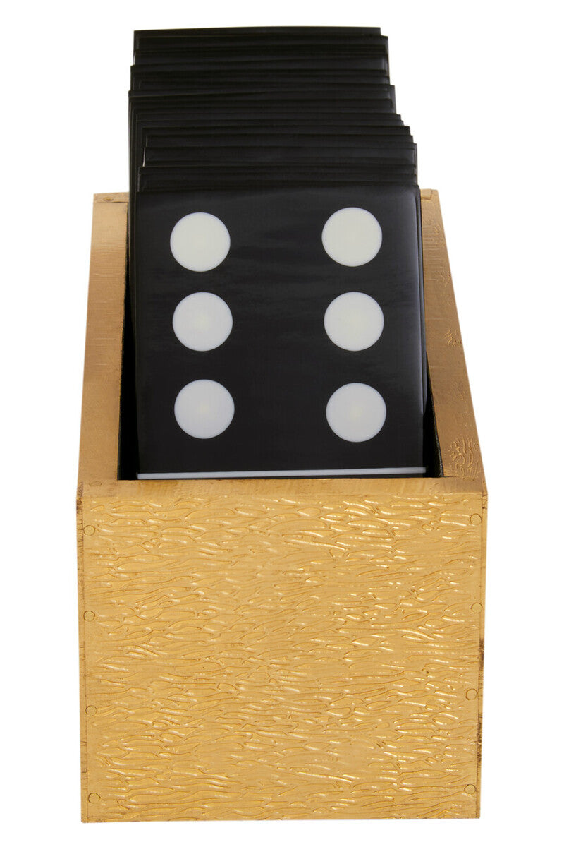 Orsina Churchill Games Gold Domino Set with Black Resin Tiles