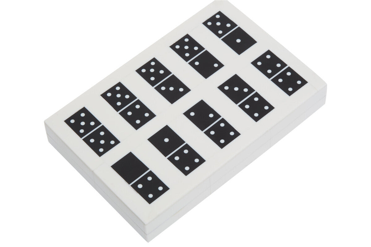Orsina Churchill Games Black and White Resin Domino Storage Box Set