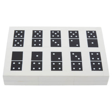 Orsina Churchill Games Black and White Resin Domino Storage Box Set